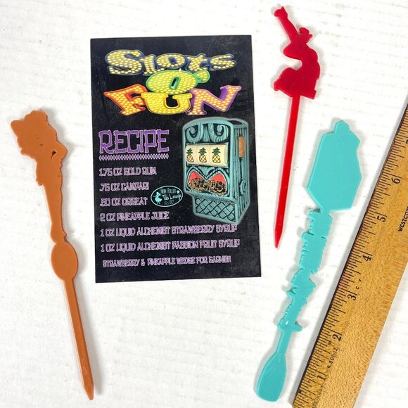 High Roller Tiki Lounge Pineapple Slots Mug Tank 1st Ed 2021 Solvang +3 Swizzles - Picture 5 of 10